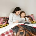 thumbnail image 5 of Manfei Farm Animal Horse King Size Comforter Sets,Rustic Flower Sunflower Bedding Comforter Set,Red Grid Bedding Set For Teens,Microfiber Bedroom Decor Reversible,3-Piece, 5 of 8