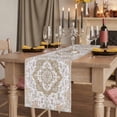 thumbnail image 2 of Table Runners 120 Inches Long Dress Scarves, Brown Boho Farmhouse Coffee/Dining/Kitchen Table Runner for Living Room, Vintage Abstract Art Floral Ethnic Tribe 13x120 Inch, 2 of 9