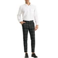 thumbnail image 2 of Unique Bargains Men's Plaid Slim Fit Flat Front Business Checked Trousers 36 Black, 2 of 6
