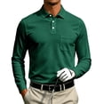 thumbnail image 2 of Long Sleeve Polo Shirts for Men Relaxed Fit Dress Button Golf Shirt With Pocket, S, 2 of 8