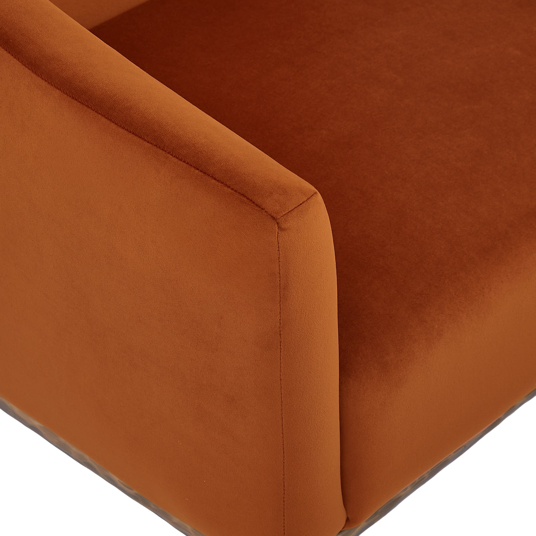 Christopher Knight Home Modern Upholstered Barrel Accent Armchair with Hammered Metal Base, Burnt Orange, Set of 2