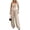 Apricot, variant on ChicMe Jumpsuits for Women Spaghetti Strap Sleeveless Cut-Out Waist Backless Tie-Back Ruched Wide Leg Vacation Summer Womens Rompers Black-L