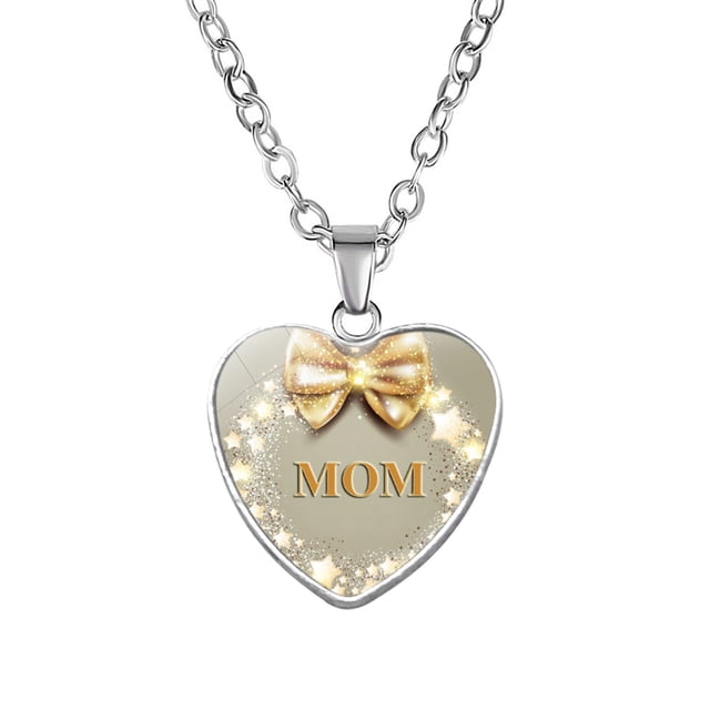 Dsscvnef Accessories with MOM Engraved Pendant Mother Heart Necklace Love Gift Accessory