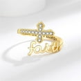 thumbnail image 4 of Minimalist CZ Cross Faith Open Band Rings for Women Silver Gold-Toned Adjustable Stacking Sword Cubic Zirconia Wrap Finger Rings Expandable Comfort Fit Simple Crystal Halloween Jewelry, 4 of 6