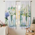 thumbnail image 2 of Sheer Curtain 63 Inch Length 2 Panels Light Filtering Window Curtain Abstract Watercolor Greenery Sheer Voile Curtains Rod Pocket Window Treatment for Kitchen Living Room Eucalyptus Vase, 2 of 9