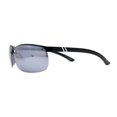 thumbnail image 3 of Polarized Metal Half Rim Wrap Rectangular Agent Sunglasses Black Silver Mirror, 3 of 4