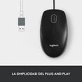 thumbnail image 3 of Logitech M100 Mouse con Cable USB, 3 Botones, Seguimiento Óptico, 1000 DPI, Ambidiestro, Compatible con PC, Mac, Laptop - Negro, 3 of 5