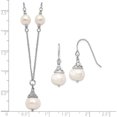thumbnail image 5 of Sterling Silver Rhodium-Plated 9-10mm Fwc Pearl Necklace/Earrings Set Made In China qg5612set, 5 of 5