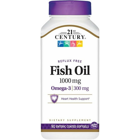 21st Century Fish Oil, 1000mg, Enteric Coated Softgels 90