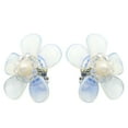 thumbnail image 3 of AeraVida Luminous Blossom Moonstone, Pearl, and Crystal Bead Floral Clip-on Earrings, 3 of 5