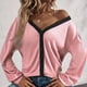 thumbnail image 2 of Cárdigan para Mujer Top con Cuello en V Diseño de Empalme a Cuadros Walf Manga con Hombros caídos Top de Mujer con un Solo Pecho para el hogar al Aire Libre Rosa Desnudo L, 2 of 6