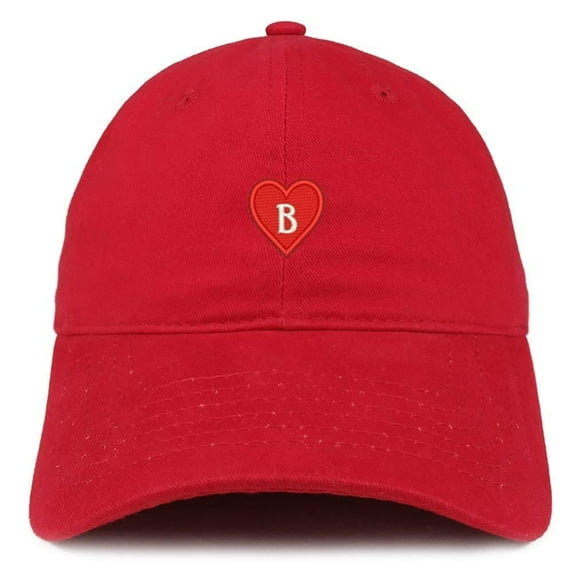 Trendy Apparel Shop Alphabet B Heart Emoji Embroidered Cotton Dad Hat- Hunter