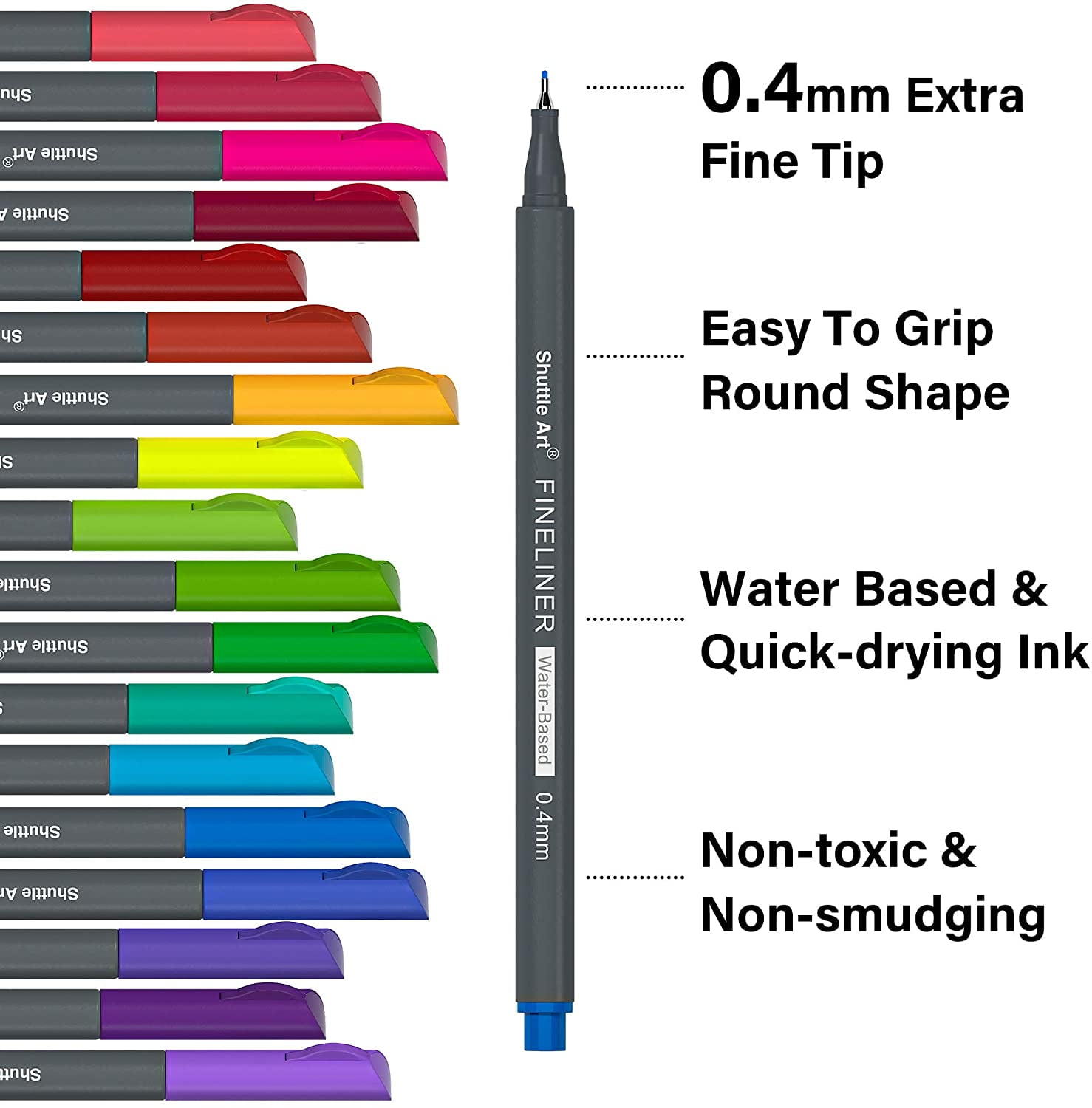 Shuttle Art Fineliner Pens Adult Coloring Stationery with 2 Stencils 2 Coloring Books Assorted Colors, 100 Count