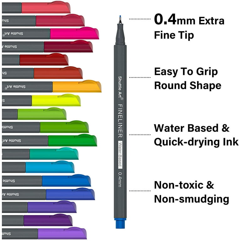 24 Fineliner Colouring Pens Set Fine Point Pens 0.4mm Assorted Colours,  Fineliners Coloured Pens Drawing Pens 
