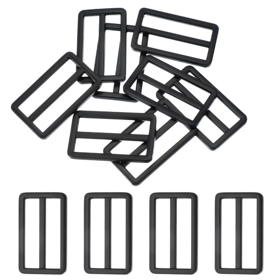 8pcs Flat Metal Slide Buckle, 1.5" Zinc Alloy Adjustable Buckles, Webbing Strap Fastener Tri Glide Adjuster Slider for Bags Backpack Purse Belts, Matte Black