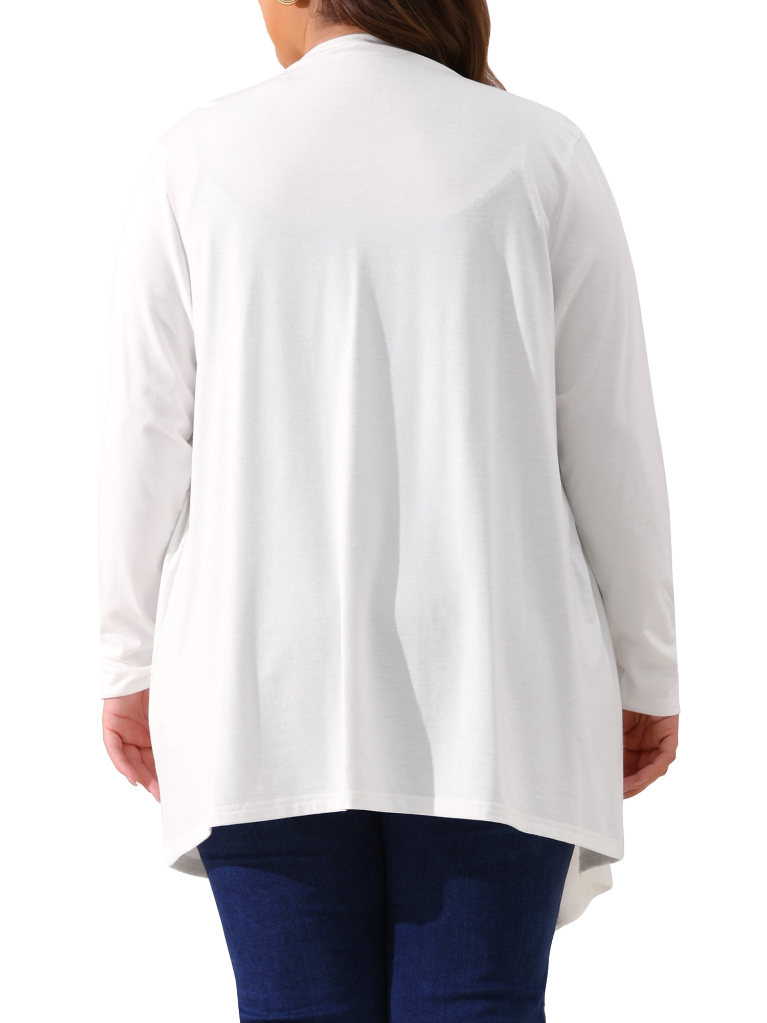 DARING DIVA Plus Size Long Sleeve Open Front Lightweight Cardigan 3X White
