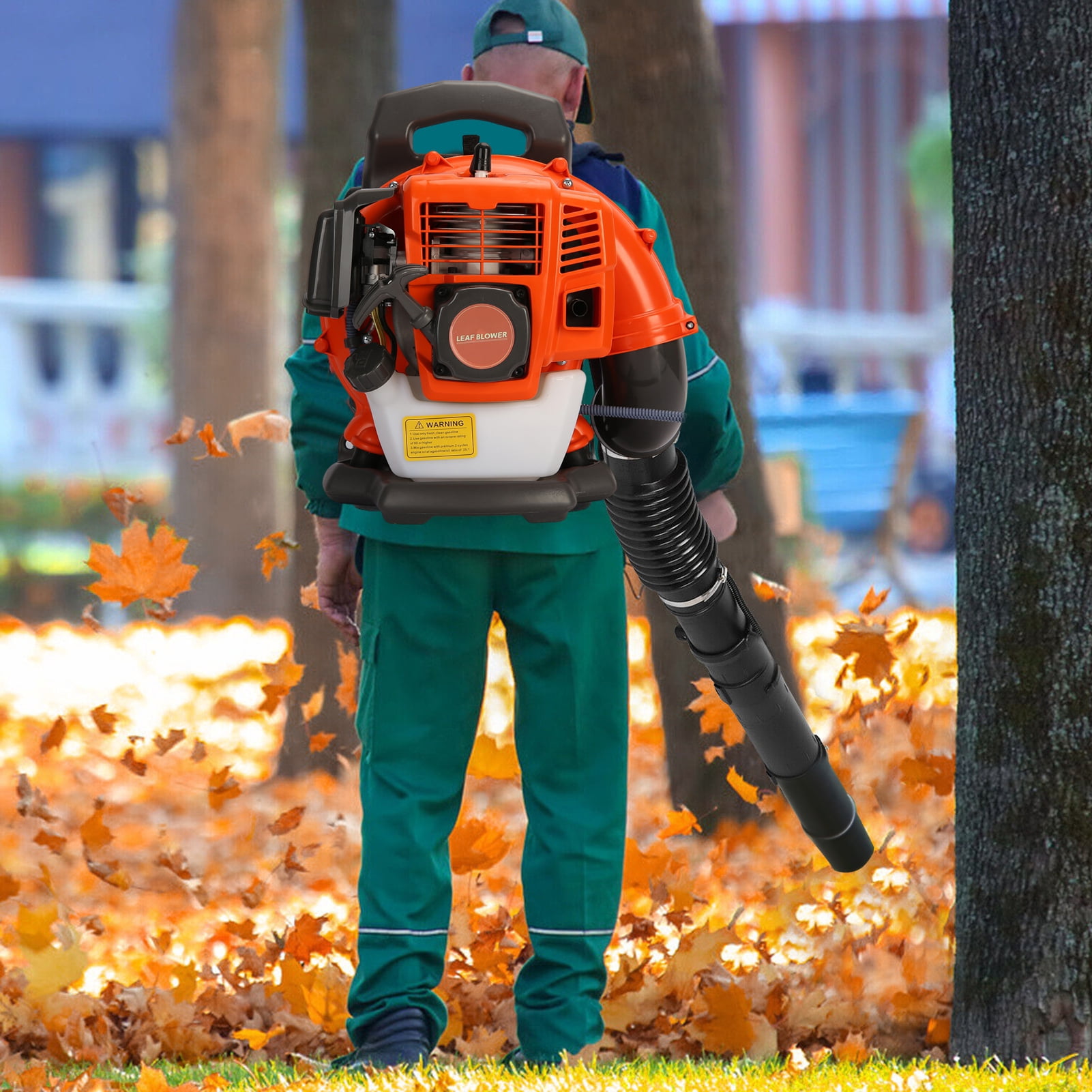 GZCW Backpack Gas Powered Leaf Blower,52CC 550CFM 2 Stroke Grass Lawn Blower Air Cooling Gasoline Backpack Grass Blower with Air-Cooled,Snow Blower for Outdoor