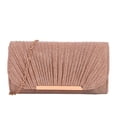 thumbnail image 2 of Rose Gold Clutch Bag for Women, Glitter Pleated Evening Purse with Detachable Crossbody Chain for Wedding Party,Size Free Size, 2 of 7