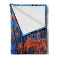 thumbnail image 2 of Country Soft Flannel Fleece Throw Blanket, Dark and Deep in the Forest in Fall Autumn Season Calm Nature Art Paint, Cozy Plush for Indoor and Outdoor Use, 50" x 70", Orange Navy, by Ambesonne, 2 of 5