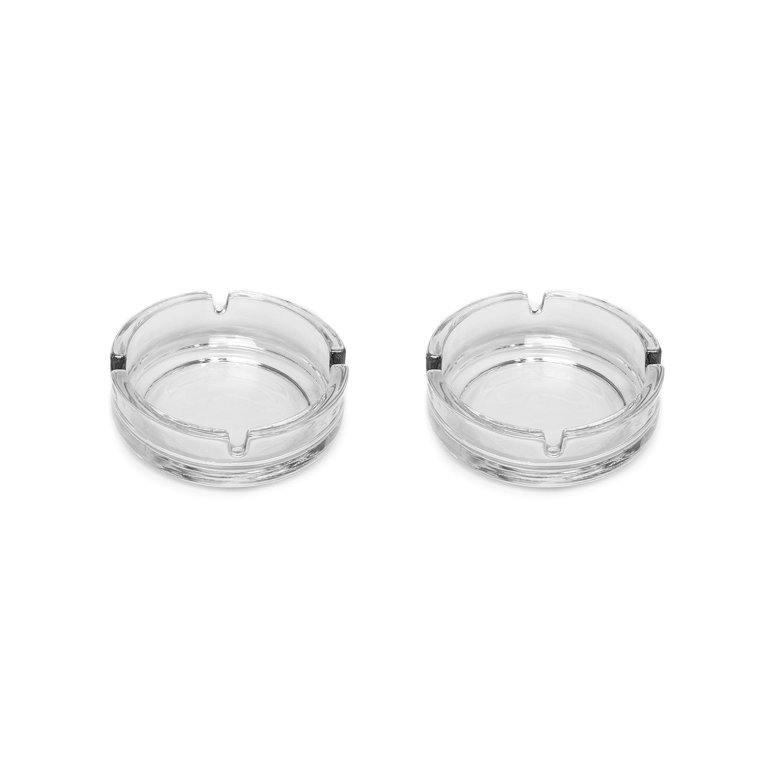 Ash Tray Sets for Cigarettes, Clear Glass Ashtray Set 0f 2, Round Large Ash  Trays for Cigars, Portable Ashtrays for Home Office Indoor Outdoor Patio  Use, 4.2 in 