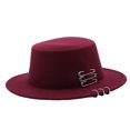 thumbnail image 2 of Fedora Hats for Men Women, Wide Brim Flat top Hats Boater Hat, Pin and Hoop Decor Jazz Cap, 2 of 5