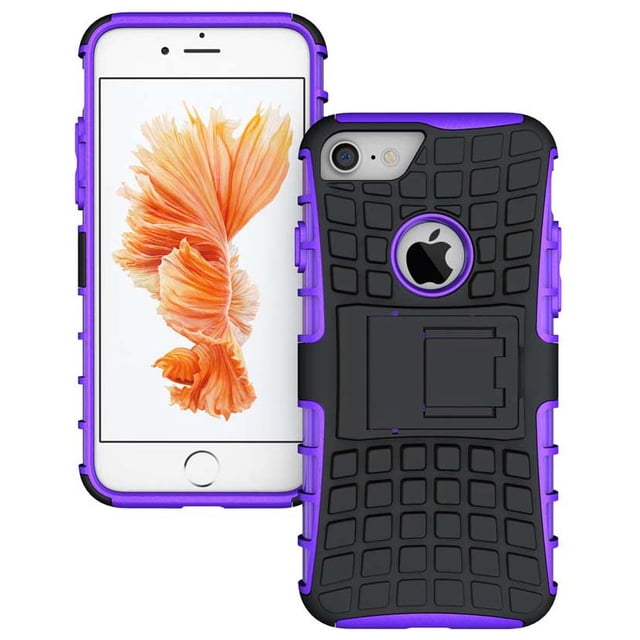 Nakedcellphone PURPLE GRENADE GRIP RUGGED TPU SKIN HARD CASE COVER STAND FOR APPLE iPHONE 7/8