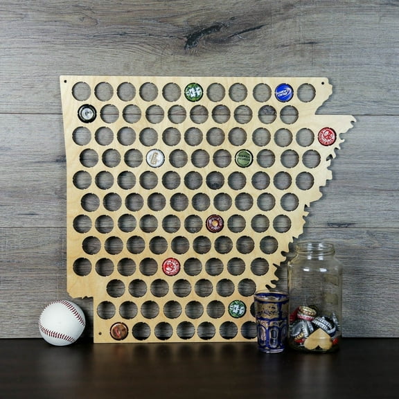 Torched Arkansas Beer Cap Map Wall Mount Display Decor 18"x17"x0.25"