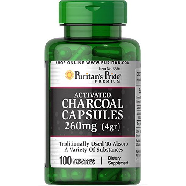 Puritan's Pride Charcoal (Activated) 260 mg100 Capsules