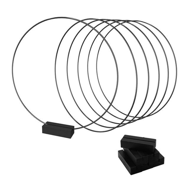 Paquete de 6 centros de mesa de aro floral de Metal de 10 pulgadas con 6 soportes de madera para mesa, anillos de Metal negro para hacer mesa de boda