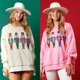thumbnail image 2 of Sudadera con estampado de Papá Noel y lentejuelas de Cascanueces para mujer, blusa informal de cuello redondo y manga larga gruesa, 2 of 5