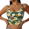 thumbnail image 2 of Haiem Sunflowers And Butterflies Pattern Womens Sports Bra - U Neck Padded Low Impact Yoga Bra Workout Crop Top Gym Moisture-Wicking Workout Vest -Small, 2 of 9