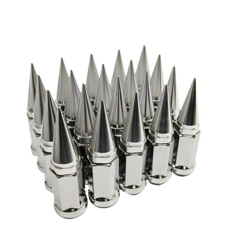 20 Chrome 2pc Spike Extended Lug Nuts M1/2-20 Conical Seat Hex