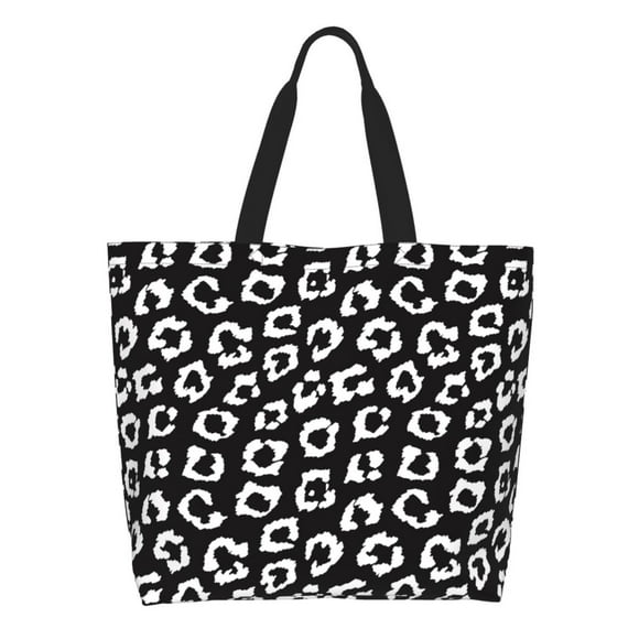 Saiise Black Leopard Pattern Shoulder Tote Bag Handle Satchel Handbag For Women Work College Travel Business Shopping Casual