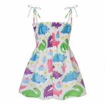 loopsun Summer Toddler Girls Sleeveless Sling Dress Graphic Print Children's Clothing Pink 2-2.5 Years