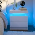 thumbnail image 3 of Cubehom LED Nightstand, End Side Table with 2 Drawers and LED Lights, LED Bedroom Furniture with Storage, Modern Bedside Table for Bedroom, Living Room, and Playroom, White, 3 of 6
