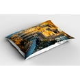 thumbnail image 2 of Ambesonne Italy Pillow Sham 2 Pack, Colosseum View in Rome, 26"x20", Marigold Ivory Pale Blue, 2 of 3