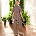 thumbnail image 5 of Women's Floral Print Short Sleeve Pajama Set with Button-Up Top and Piping Details - Large, Red, 5 of 6