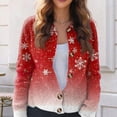 thumbnail image 5 of Women's Fashion Christmas Printed Long Sleeve Knitted Cardigan Button Down Jacket for Holiday Casual Wear and Women's Outerwear with Festive Design,Vermilion,XL, 5 of 6