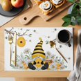 thumbnail image 2 of Yellow Gnomes Placemats Set of 6, Bees Spring Floral Daisy Branches Placemats for Dining Table, Place Mats for Kitchen Tabletop, Waterproof Wipeable Dining Table Mats Set, 2 of 9