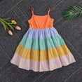 thumbnail image 4 of Coduop Toddler Kids Girls Summer Dress Rainbow Sleeveless Beach Tutu Sundress 2-7 Years, 4 of 6