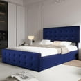 thumbnail image 2 of Queen Size Bed Frame with 4 Storage Drawers – Upholstered Platform Bed with Adjustable Headboard, Wood Slat Support, Noise-Free, No Box Spring Needed, Blue, 2 of 6