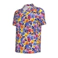 thumbnail image 2 of Rocae The Garden Tricolor Pansy Flower for Men's Short Sleeve Polo Shirt, Quick Drying Performance Moisture Wicking Sports Men's Golf Shirt Large, 2 of 9
