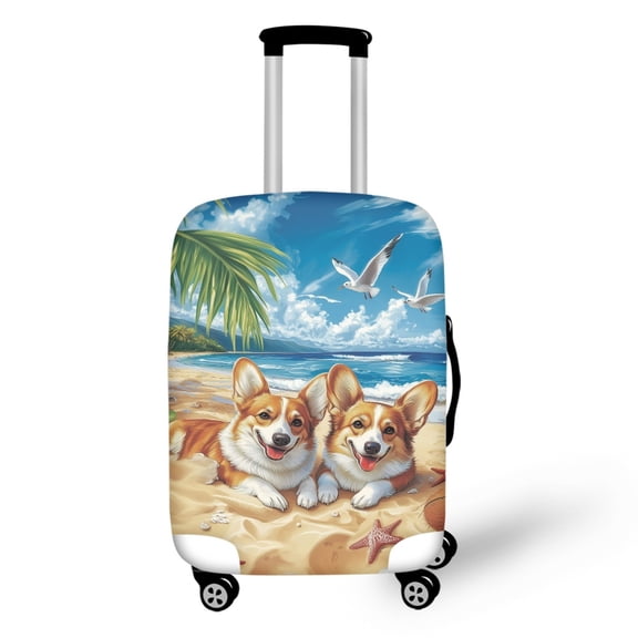 HELLHERO Corgis Pattern Design Luggage Protector Washable Long Lasting Polyester Spandex Baggage Case for Travel Outdoor