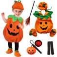 thumbnail image 2 of Disfraz de fiesta de Halloween para niños, mono con sombrero y zapatos, mono de una pieza de calabaza para niño y niña, conjunto de ropa de cosplay de 1 a 10 años, 2 of 5