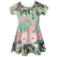 thumbnail image 4 of Yuyamidu Axolotl Princess Dresses for Kids Loose Daily Life Birthday Party Dress Formal Pleat Dress Girls' Short Sleeve Basic Skater Dress Cute Beach Dresses Size 9-10, 4 of 6