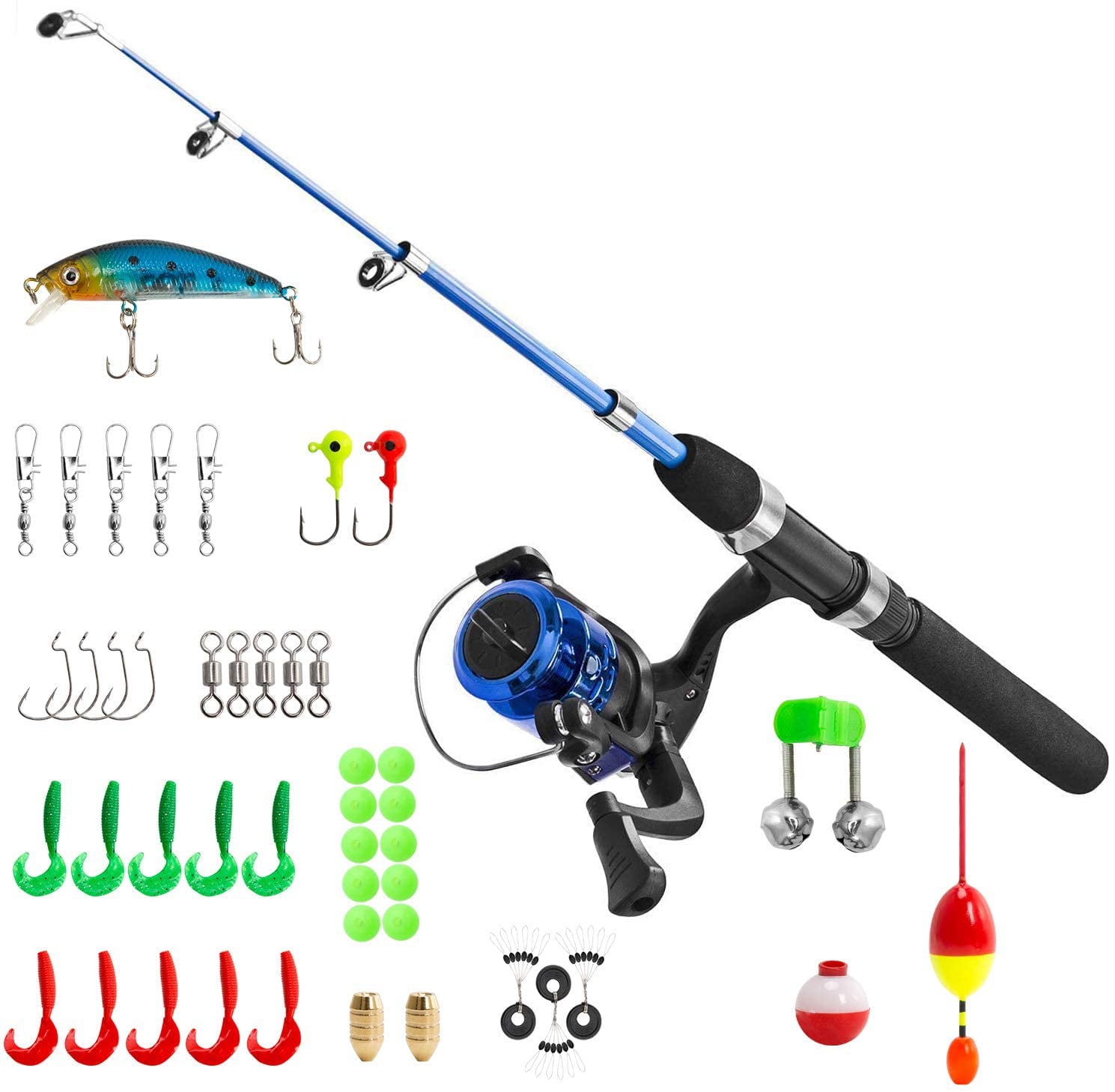 PLUSINNO Kids Fishing Pole,Light and Portable Telescopic Fishing Rod and Reel Combos for Youth ice Fishing