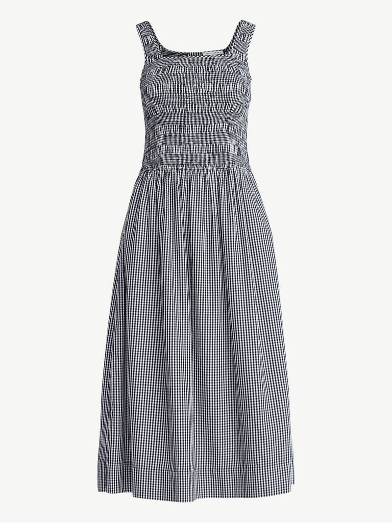 seed heritage gingham midi dress Seed Heritage Textured Gingham Midi Dress in Cappuccino
