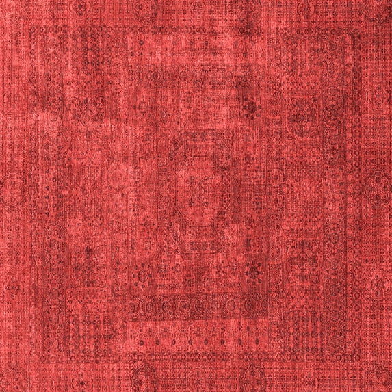 Ahgly Company Machine Washable Indoor Square Abstract Red Modern Area Rugs, 8' Square