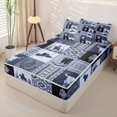 thumbnail image 3 of Manfei Western Tribal Aztec Zipper Queen Comforter Set with Fitted Sheet and 2 Pillowcases,Southwestern Cowboy Boots Hat Zipper Bedding Set,Light Blue Navy,Reversible, 3 of 7