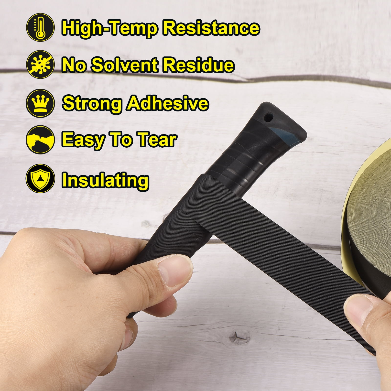 Uxcell Insulating Acetate Cloth Adhesive Tape, 1.2in x 98ft Black Electrical Heat Resistant Fabric Tape